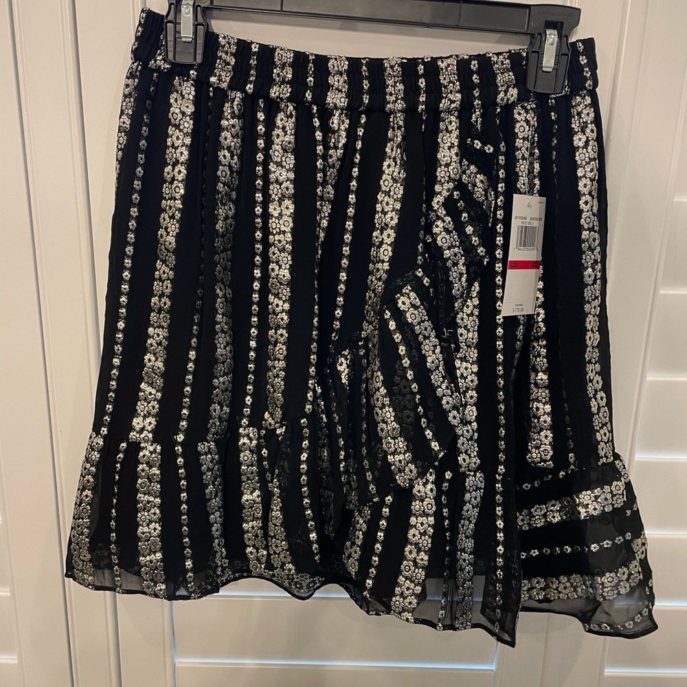 Michael Kors Black/Silver Wrap Skirt - Size XS